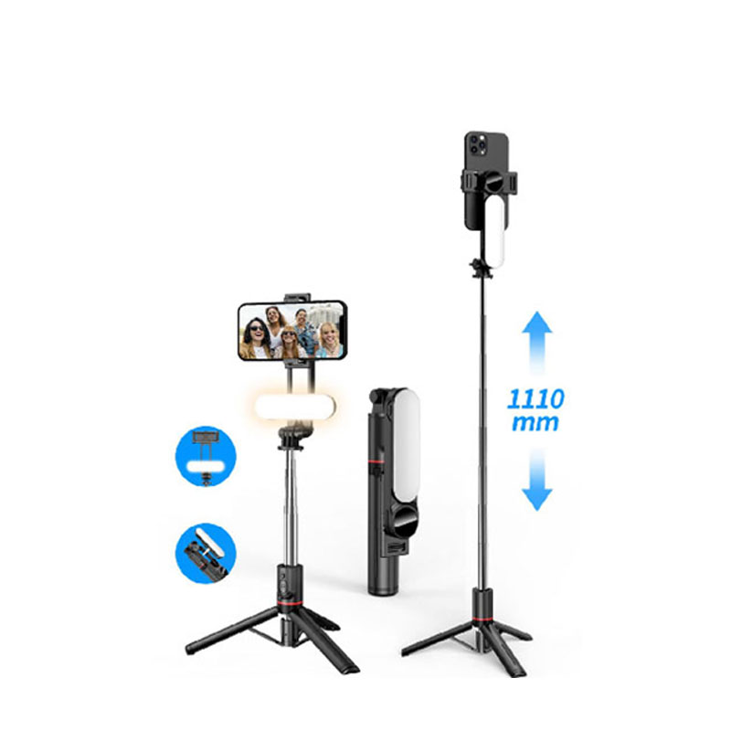 Removable fill light stable selfie stick tripod